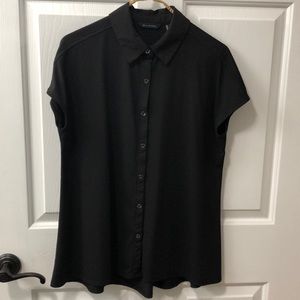 H by Halston black knit collared cap sleeve top M